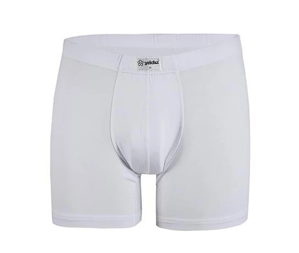 6 Adet Yıldız Erkek Bambu Likralı Boxer Short Beyaz 320