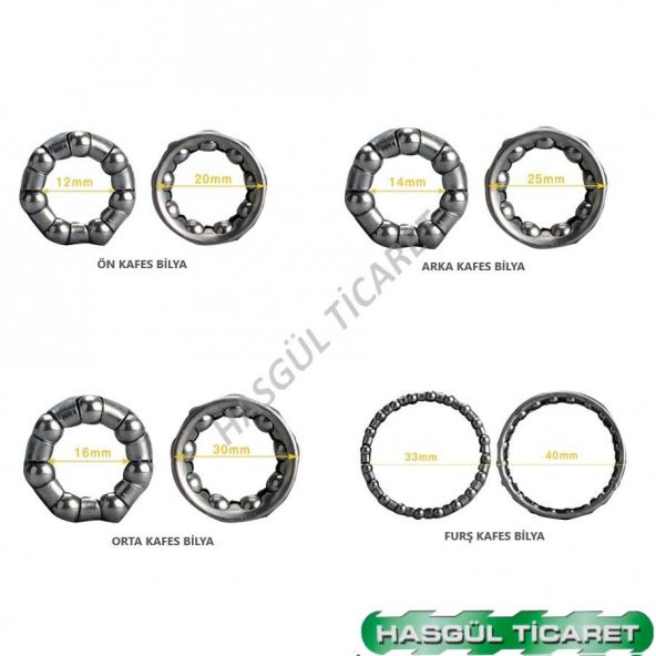 HSGL BİSİKLET ÖN ARKA GÖBEK ORTA GÖBEK FURŞ KAFES BİLYA SETİ - 2