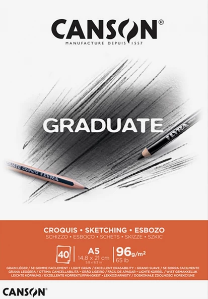 CANSON GRADUTE ESKİZ SKETCH DEFTERİ A5 96 GR 40 YAPRAK