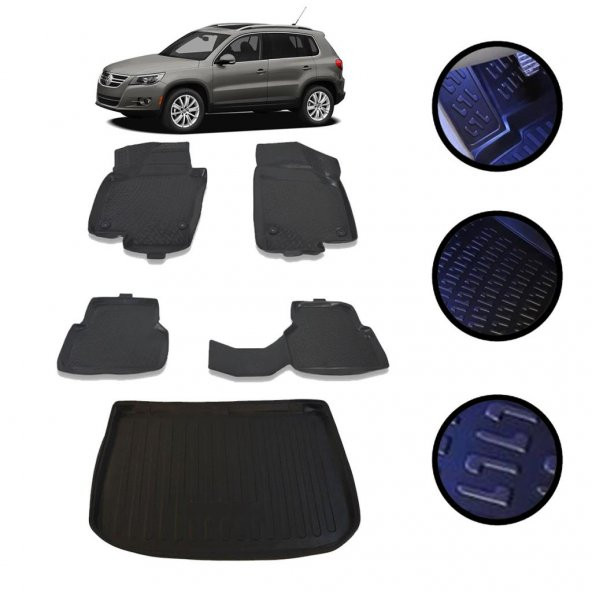 Tiguan 2008-2015 Arası 4D Havuzlu Oto Paspas Ve Bagaj Set