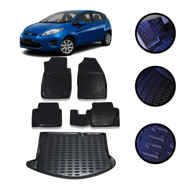 Ford Fiesta 2008-2017 Arası 4D Havuzlu Oto Paspas Ve Bagaj Set