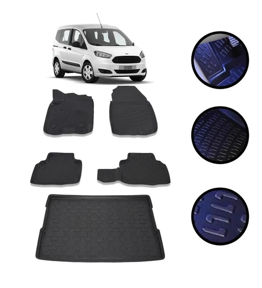 Ford Courier 2014-2022 Arası 4D Havuzlu Oto Paspas Ve Bagaj Set ürün görseli