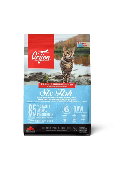 ORIJEN Six Fish Kedi Maması 1,8kg - Tüm ırk ve yaşam evreleri için