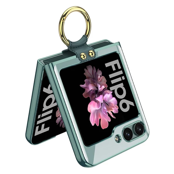 Samsung Galaxy Z Flip 6 Kılıf Yüzüklü Şeffaf Kıpta Kapak - Resim 9