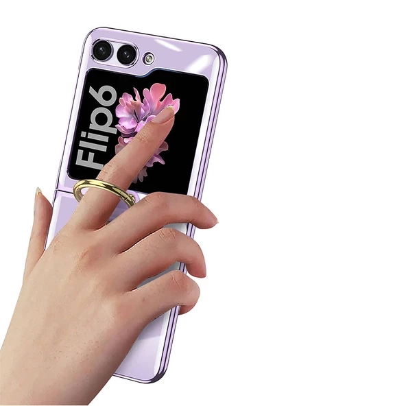 Samsung Galaxy Z Flip 6 Kılıf Yüzüklü Şeffaf Kıpta Kapak - Resim 7