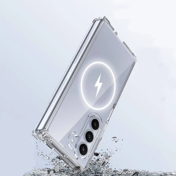 Samsung Galaxy Z Fold 6 için Magsafe ile uyumlu Kılıf Sert PC Şeffaf Kapak Embos - 2