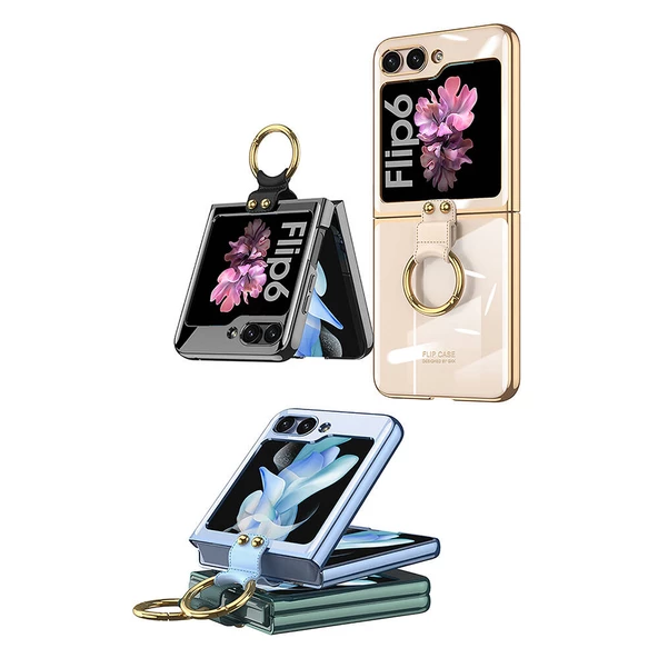 Samsung Galaxy Z Flip 6 Kılıf Yüzüklü Şeffaf Kıpta Kapak - Resim 2