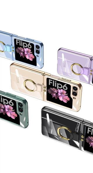 Samsung Galaxy Z Flip 6 Kılıf Yüzüklü Şeffaf Kıpta Kapak - Resim 11