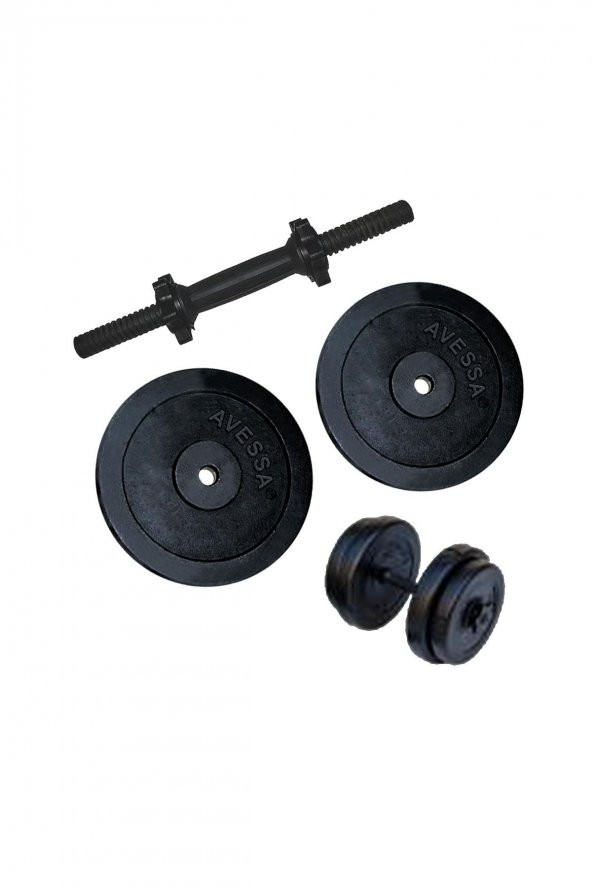 Avessa 10 kg Siyah Dambıl Set Demir Dambıl Setler