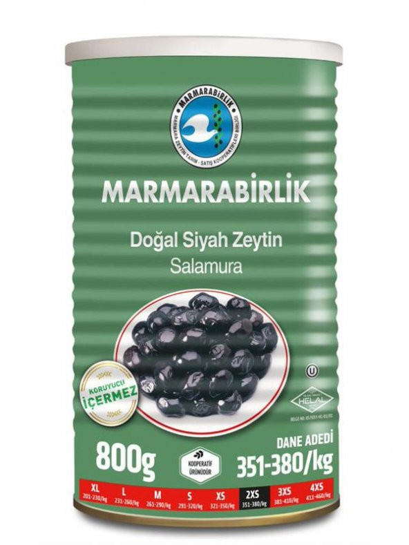 Marmara Birlik Zeytin Elit (2XS) 800 G Teneke