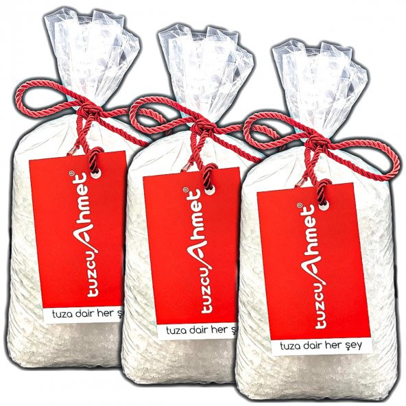 Tuzcu Ahmet 3 Adet 1 Kg İri Kaneli Kristal Kaya Tuzu Kırmızı Etiket