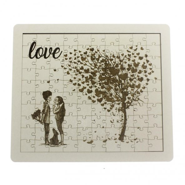 21x24cm 100 Parça Ahşap Puzzle Yap-Boz Love Sevgiliye - Resim 2