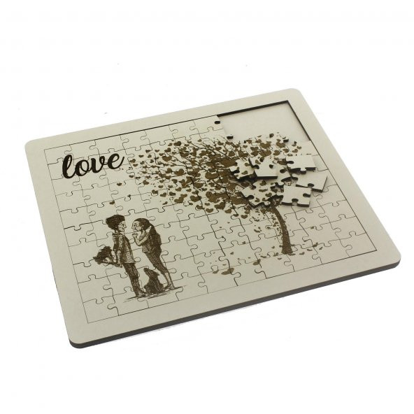 21x24cm 100 Parça Ahşap Puzzle Yap-Boz Love Sevgiliye - Resim 3