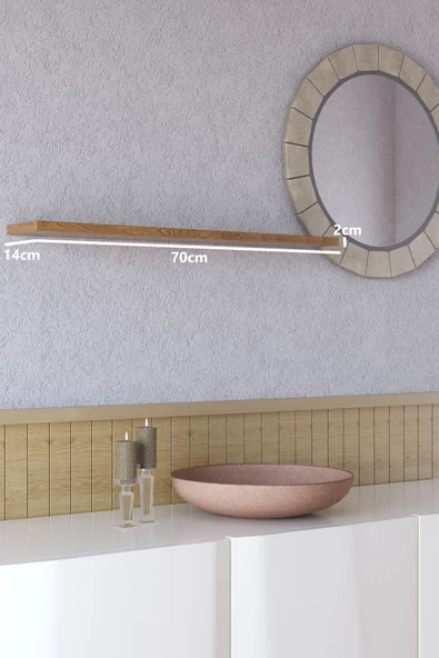 yankı-byeg 70 Cm Safir Meşe Mdf Uçan Duvar Rafı Gizli Bağlantı Kitaplık - Resim 2