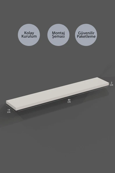 yankı-byeg 80 Cm 2li Mat Beyaz Mdf Uçan Duvar Rafı Gizli Bağlantı Kitaplık - Resim 2
