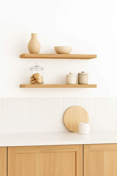 yankı-byeg 40 Cm 2li Safir Meşe Mdf Uçan Duvar Rafı Gizli Bağlantı Kitaplık ürün görseli