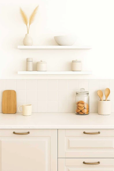 yankı-byeg 40 Cm 2li Mat Beyaz Mdf Uçan Duvar Rafı Gizli Bağlantı Kitaplık - Resim 2