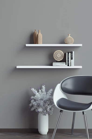 yankı-byeg 50 Cm 60 Cm 2li Mat Beyaz Mdf Uçan Duvar Rafı Gizli Bağlantı Kitaplık ürün görseli