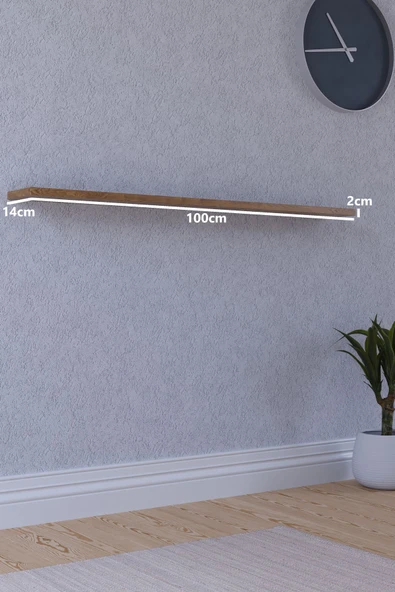 yankı-byeg 100 Cm Safir Meşe Mdf Uçan Duvar Rafı Gizli Bağlantı Kitaplık - Resim 2