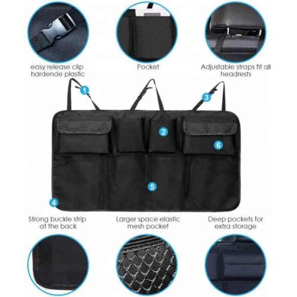 ARAÇ İÇİ BAGAJ ORGANİZER 8 CEPLİ OTO BAGAJ ÇANTASI - Resim 2