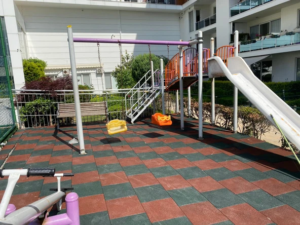 Karo Kauçuk 40x40 6 Adet 1m2 Spor salonu fitness pilates salonu oyun parkı  zemin Siyah renk kauçuk - 6