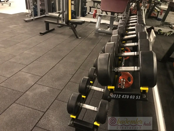Fitness ve Spor Salonu kauçuk zemin kaplama,Çocuk oyun parkı Kauçuk karo Siyah renk 40x40 10 ADET - 3