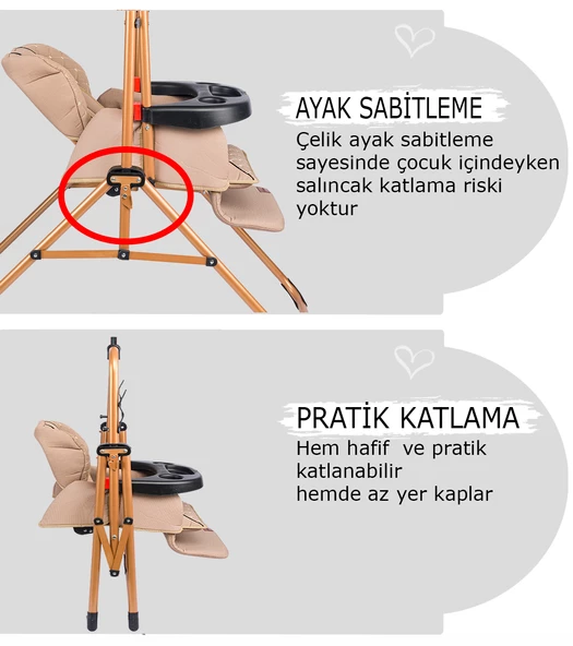 Baby Home 850 Cup Mama Sandalyesi Salıncak Bebek Çocuk Salıncağı - 8