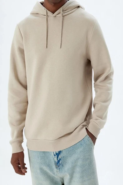 Koton Kapşonlu Sweatshirt Basic Pamuk Karışımlı - Resim 5