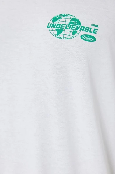 Koton Oversize Tişört Slogan Baskılı Kısa Kollu Bisiklet Yaka Pamuklu - Resim 6