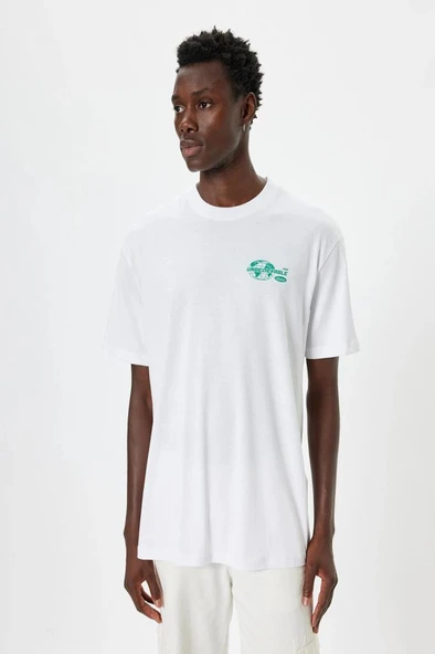 Koton Oversize Tişört Slogan Baskılı Kısa Kollu Bisiklet Yaka Pamuklu - Resim 3