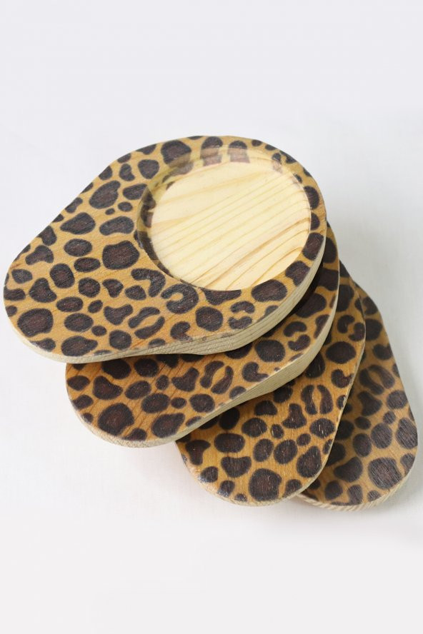 Zembu Leopar Desenli Çay Tabağı 4 lü
