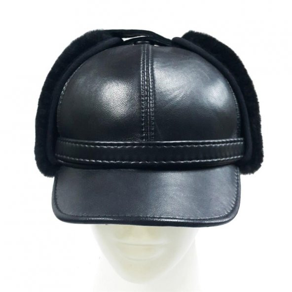 deri Kulaklıklı Erkek Kürklü Şapka Siperli - 2