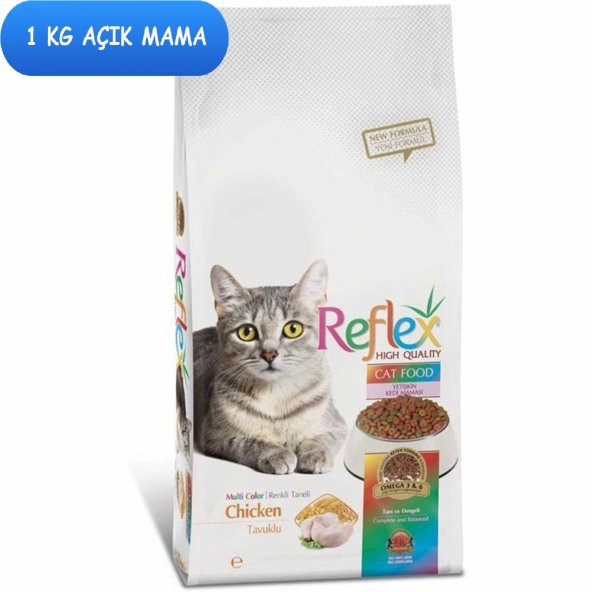 Reflex Multicolor Tavuklu Renkli Yetişkin Kedi Maması 1 kg AÇIK