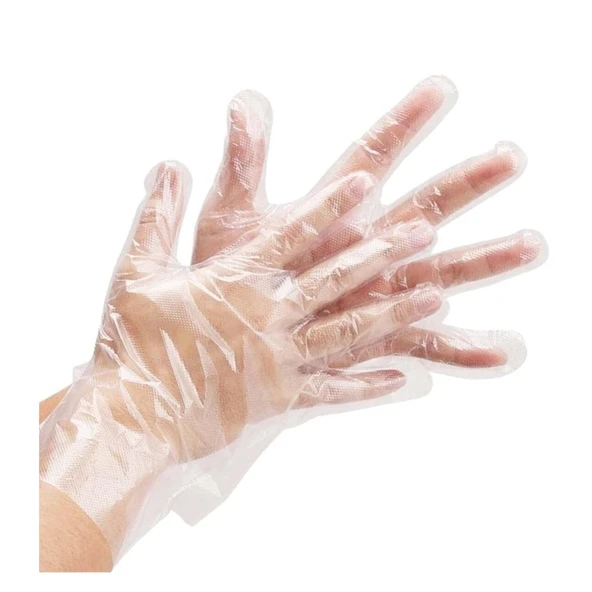 Burpak HDPE İş Temizlik Tek Kullanımlık Şeffaf Eldiven / Büyük Boy / 100 Adetlik 5 Paket - 5