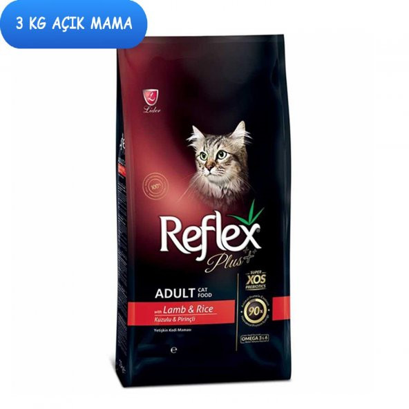Reflex Plus Kuzu Etli Yetişkin Kedi Maması 3 Kg AÇIK