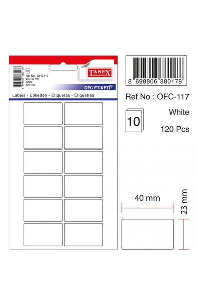 TANEX OFİS ETİKETİ 10 LU