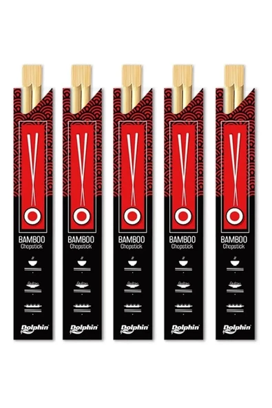 Yıkanabilir Bambu Kore Japon Çin Yemek Çubuğu Chopsticks - 23 Cm. - 5 Çiftlik 1 Paket