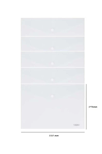 A5 Şeffaf Çıtçıtlı Zarf Dosya 5 Adet