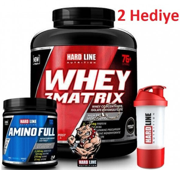 Hardline Whey 3 Matrix 2300 Gr Protein Tozu + Amino Full 300 Tablet + Hediyeli