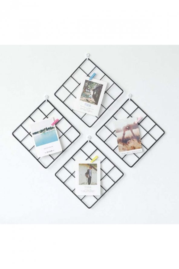 Tiydem Tel Pano Not Fotoğraf Askılığı Dekoratif Metal Duvar Panosu 30x30 4 Adet xtp30x30x003x15