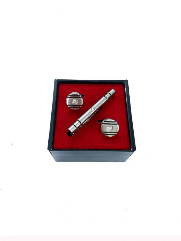 Brianze Gümüş Renk Kol Düğmesi ve Kravat İğnesi Set KD-81