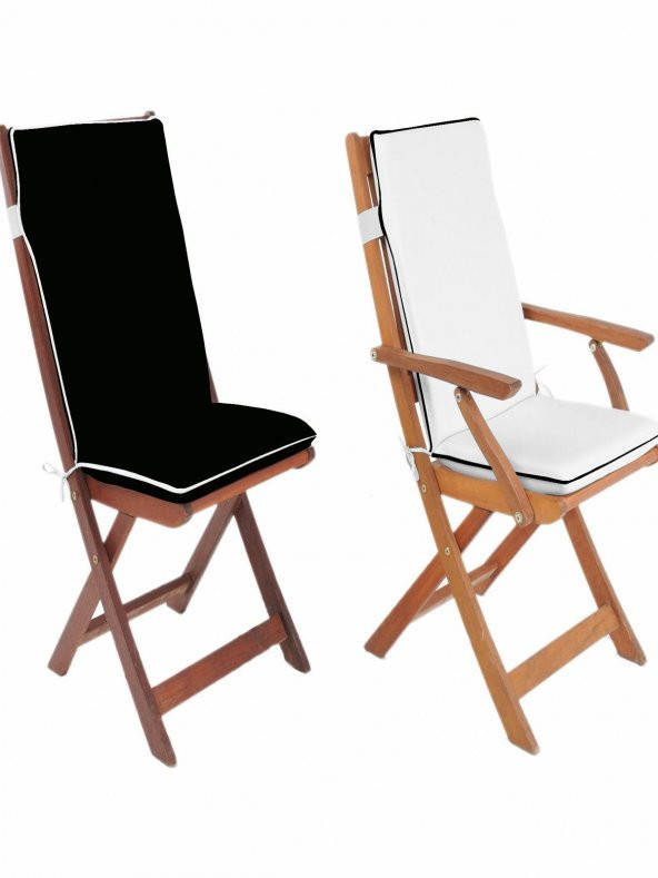 Siyah Beyaz Renkli İkili Arkalıklı Sandalye Minderi Oturma 42-42Sırt 42-52cm 5cmSüngerli Fermuarlı