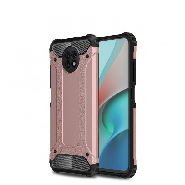 KNY Xiaomi Mi 10T Lite Kılıf Çift Katmanlı Armour Case Rose Gold