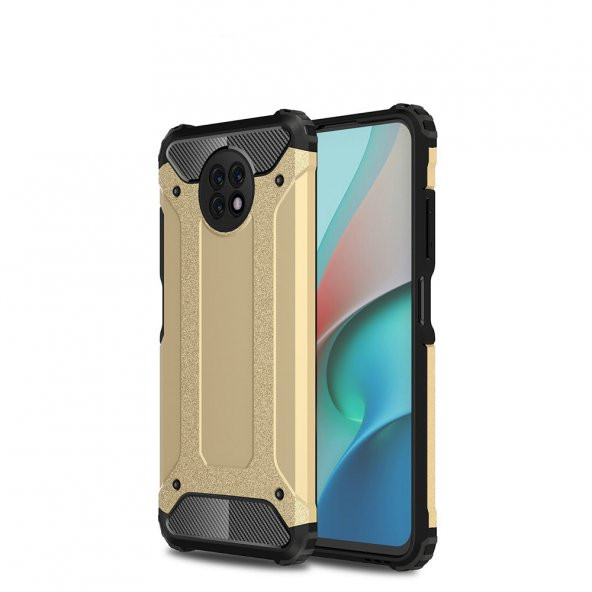 KNY Xiaomi Mi 10T Lite Kılıf Çift Katmanlı Armour Case Gold