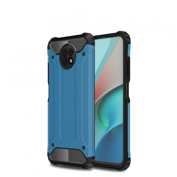 KNY Xiaomi Mi 10T Lite Kılıf Çift Katmanlı Armour Case Mavi