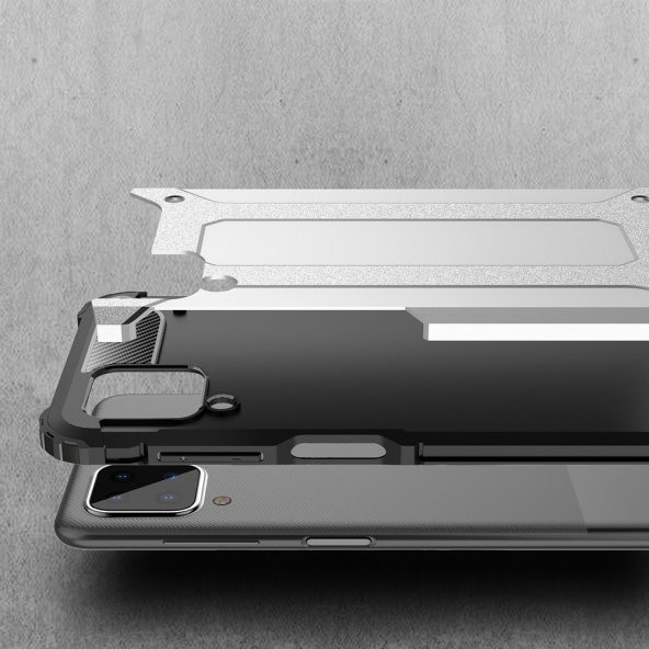 KNY Samsung Galaxy A12 Kılıf Çift Katmanlı Armour Case Rose Gold - 3
