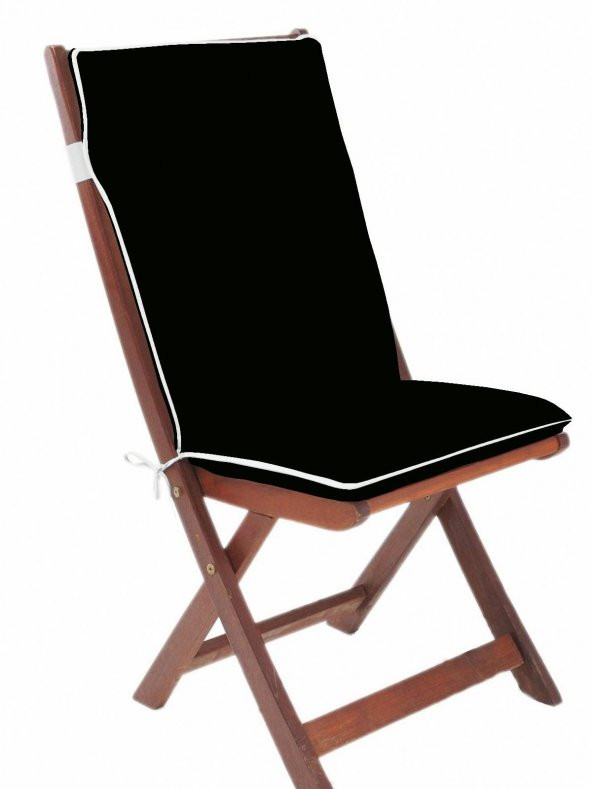 Beyaz Fitilli Siyah Arkalıklı Sandalye Minderi Oturma 42-42Sırt 42-52cm 5cmSüngerli Fermuarlı