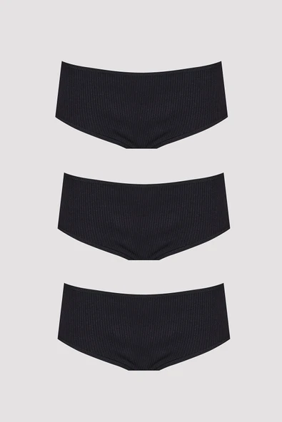 Siyah 3lü Kaşkorse  Yüksek Bel Külot ürün görseli 1