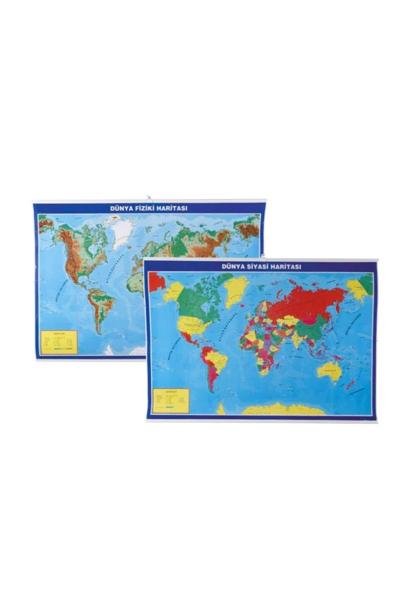 Gülpaş Harita Dünya Siyasi ve Fiziki Haritası Çıtalı 70x100 Cm