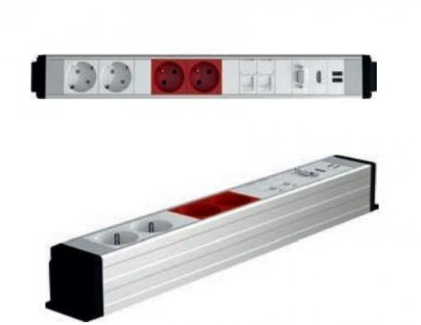 Avf Büro Tipi Aleminyum Priz Kasası 8 Modül BOŞ